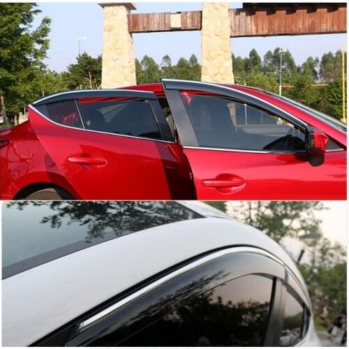 HOT ACCESSORIES FIT FOR MAZDA 3 BM AXELA SEDAN 2014 2015 2016 SIDE WINDOW RAIN DEFLECTORS GUARD VISOR WEATHERSHIELDS DOOR SHADE