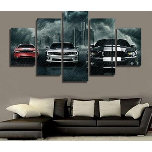 Canvas Poster Home Decor 5 Pieces Luxury Cars Racing car Paintings For Living Room Wall Art Sports Car Pictures Modular Framed
