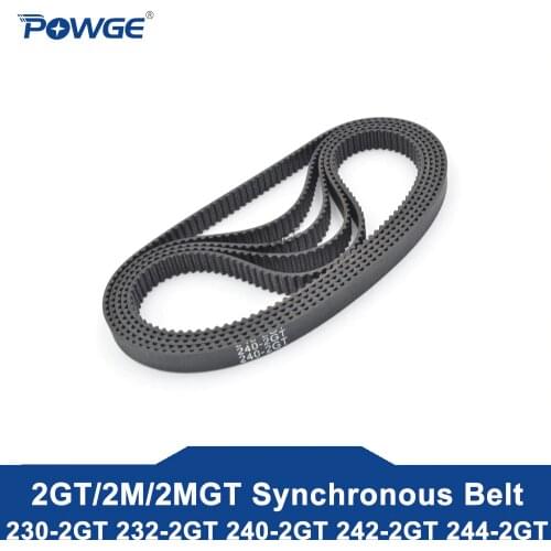 POWGE 2MGT 2M 2GT Synchronous Timing belt Pitch length 230/232/240/242/244 width 3/6/9/15mm Teeth 115 116 120 121 122 GT3 closed