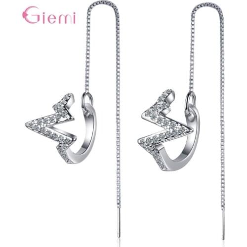 New Unique Ear Line Long Drop Earrings For Women AAA Cubic Zircon Rhinestone Dangle Earings Gifts Fine Jewelry Wholesale
