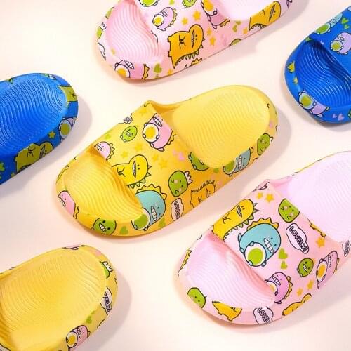 Top Quality Cute Kids Slippers Dinosaur Baby Home Slippers Children Breathable Non-slip Boys Girls Shoes 2021 New Toddler Shoes