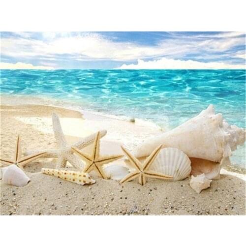 Landscape Seaside Beach DIY 11CT Embroidery Cross Stitch Kits Craft Needlework Set Printed Canvas Cotton Thread Wholesale