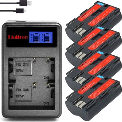 Bateria BP-511A BP-511 BP 511 511A BP511A Battery + LCD Dual USB Charger for Canon G6 G5 G3 G2 G1 EOS 300D 50D 40D 30D 20D 5D