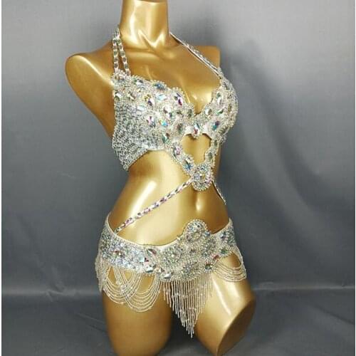Womens belly dance costume belly dancing clothes Sexy Night dance bellydance Top bra +Belt 2pcs set