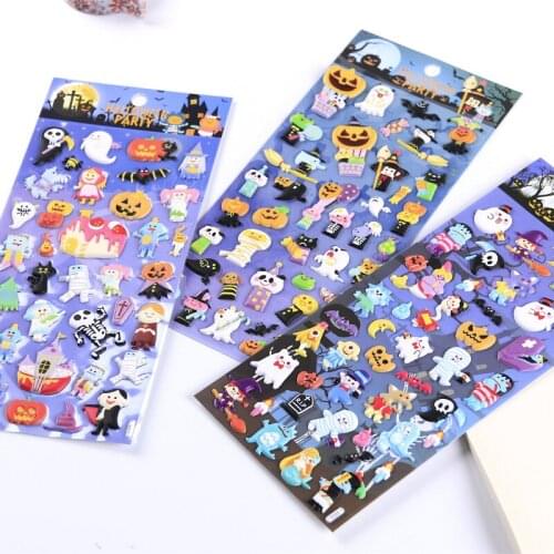 1PCS Scrapbooking Stickers Kawaii Halloween witch pumpkin Decorative Label 3D Sticker For Diy Art Craft Planner Scrapbook Diary