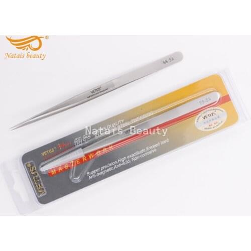 10pcs/lot Switzerland Standard Professional Stainless Steel Eyelashes Extension Tweezers VETUS Best Quality Makeup Accessories