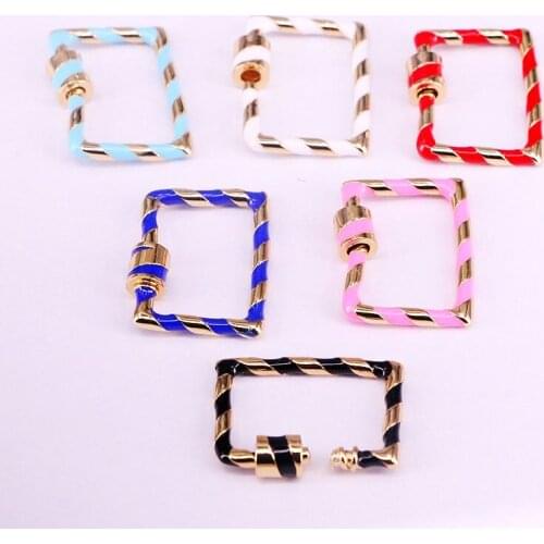 10PCS, Copper Connector Clasp, Rectangle Screw Clasp, Mix Color Enamel Metal Lock Carabiner, Jewelry Findings
