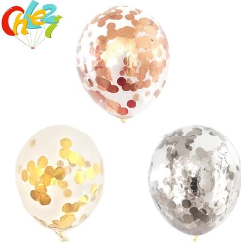 Confetti Balloons 10 Pcs 12 Inch Transparent Latex Balloons with Rose Gold Silver Confetti for Wedding Party Birthday Decor