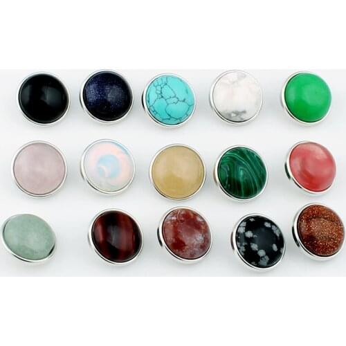 10Pcs Mixed 18MM 100% Natural Stone Snaps Buttons Random Fit DIY Snaps Bracelets Beads Accessories wholesale Women ZF001