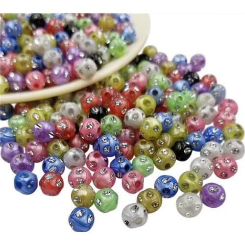 100PCS 8mm Round bead Candy Color Diamond Crystal Rhinestone Loose Beads DIY Jewelry Making Accessories Handmade Material New