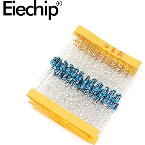 100pcs/lot 1/4W 1% Metal film resistor 0.25W resistance 6.2K ohm Throught Hole