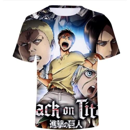 2018 Attack on Titan 3D Short Sleeve Anime tshirt Regular T-shirt Short Sleeve Man/Women Casual Clothes Plus Size