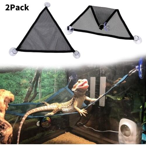2PIC/Pocket Small Crawling Pet Hammock Grid Suspension Swing for Chameleon Lizard Nest Bed with Sucking Disc Crawling Pet Toys