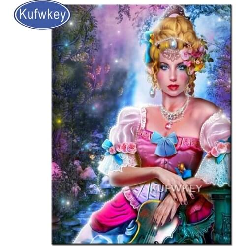 5d diy diamond painting Europe flower woman full square round diamond embroidery portrait painting mosaic picture gift