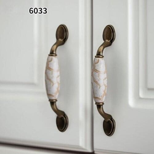 Free shipping marble Pattern porcelain knob 76mm cabinet Door handle 32mm round pull Antique Bronze dresser Pull