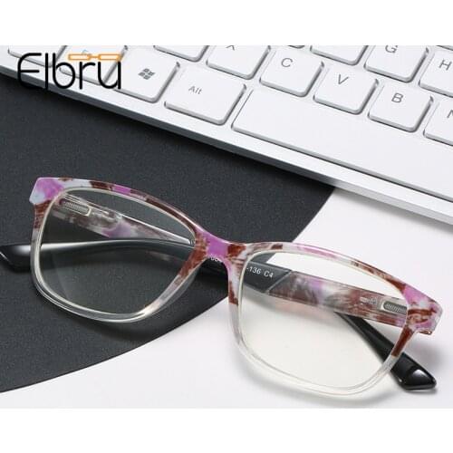 Elbru Hot Style Anti-blue Light Reading Glasses High Definition Floral Frame Presbyopic Glasses Unisex With Degree +1.0 to +3.5