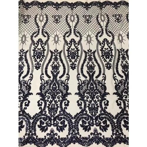 Hot sale 5 yards Good quality african net lace fabric S-62016 with sequins french tulle lace fabric