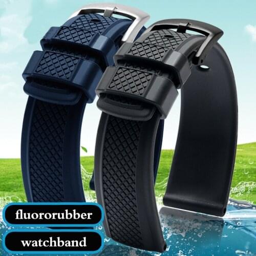 Fluororubber watchband 21mm 22mm Silicone Rubber bracelet for s-eiko l-ongines r-olex watches band brand sport watch strap