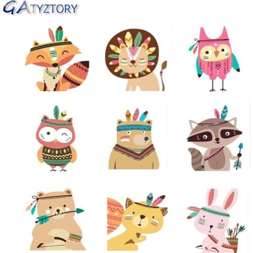 GATYZTORY Christmas Gift For Children Painting By Numbers Kids 20x20cm Photo Frames DIY Oil Picture On Canvas Handmade Art Kit