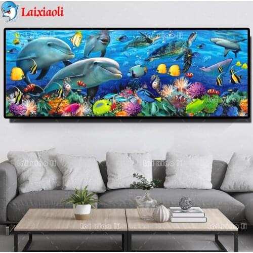 5D Diy full square round diamond painting animal whale diamond rhinestone embroidery dolphins cross stitch mosaic large decor