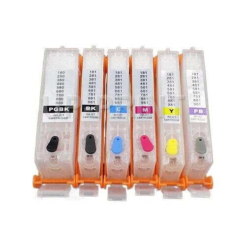 CISSPLAZA 6colors PGI580 CLI581 Refill Ink Cartridge compatible For CANON PIXMA TS8150 TS8151 TS8152 TS8250 TS8251 TS9150 TS9155