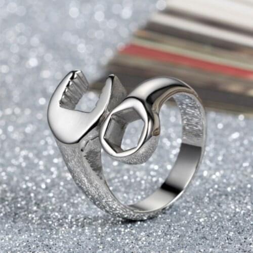 Creative Design High Quality Metal Mechanic Wrench Ring for Men Hip Hop Rock Biker Jewelry