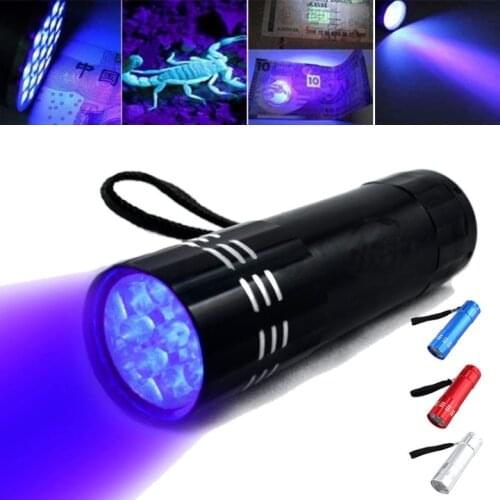 Mini UV ULTRA VIOLET 9 LED Flashlight Torch 4.5v Light Waterproof Aluminum Lamp Outdoor Portable Tactical Lighting Tool UV Lamp
