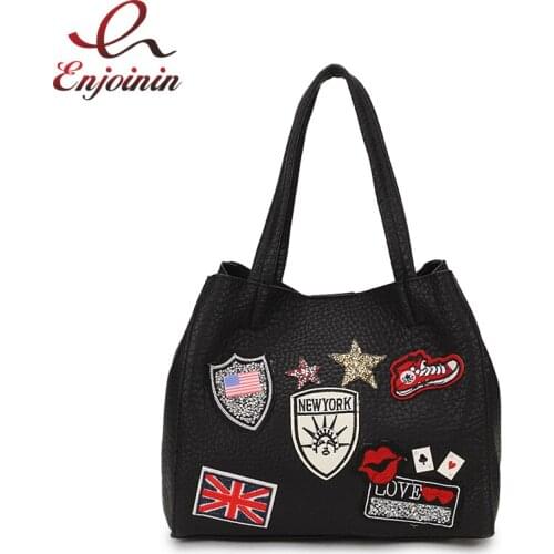 Fashion Glamorous Badge Star Flag Pattern Pu Leather Womens Composite Bag Handbag Shoulder Bag Ladies Crossbody Messenger Bag