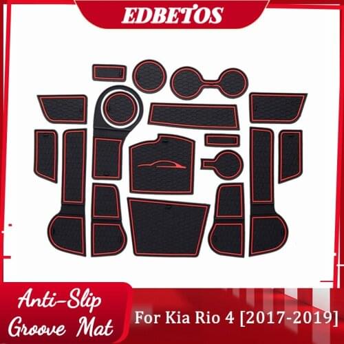 For Kia Rio 4 X Line Gate Slot Mat Anti Slip Anti-Slip Door Groove Pad Interior Decoration Car-Styling Acccessories 2017-2019