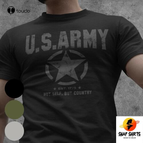 New Us Army - No Self But Country Slogan - Military Veteran Patriot T-Shirt