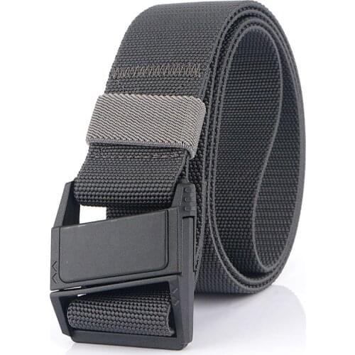 Mens Nylon Elastic Elastic Belt Army Military Combat Environmental protection Plastic Magnetic Buckle Training Belt Mens Strap