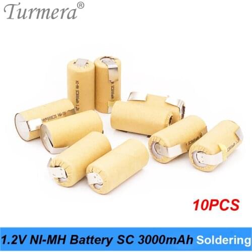 Ni-mh 1.2v battery 3000mah sc3000 soldering for screwdriver and vacuum cleaner battery 1.2v nimh rechargeable battery 10pcs new