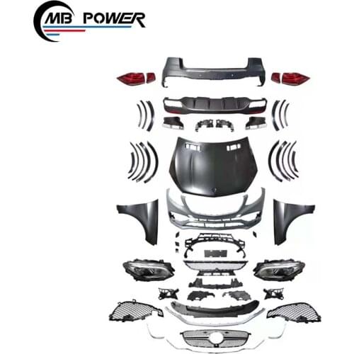 NEWS! high quality ML X166 body kit to GLE style hood front bumper fender duct headlamp tail lamp body kit