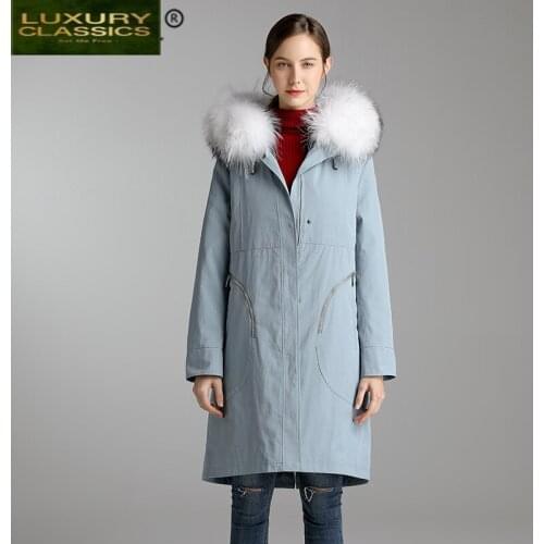 Clothes Women Fur Winter Coat Female Natural Raccoon Fur Hooded Rex Rabbit Fur Coat Female Long Woman Parkas 2021 B9116