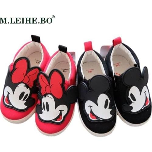 Disney Childrens Cartoon Minnie Mickey Non-slip Soft Bottom Boys and Girls Canvas Shoes Casual Sports Shoes Baby Shoes New