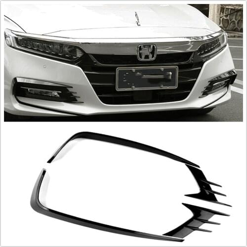 Front Bumper Fog Light Lamp Eyebrow Cover Trim For Honda Accord 10th 2018 Black Car Exterior Foglamp Protector Strip Frame Brow