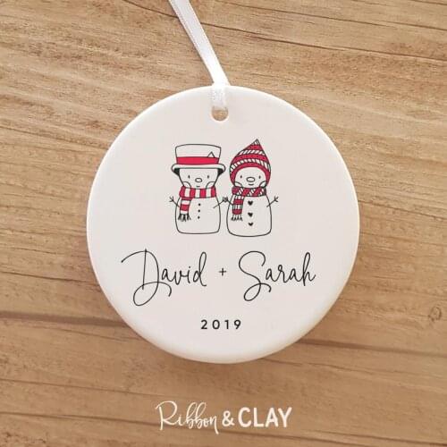 First Christmas Engaged Ornament Engagement Gift Personalised Ornament Snowmen Christmas Ornament Christmas Gift First Christmas