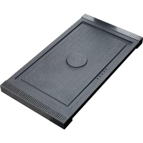 Tea tray heavy stone tea table water draining serving tray handmade complete stone trays for kungfu tea set dragon print