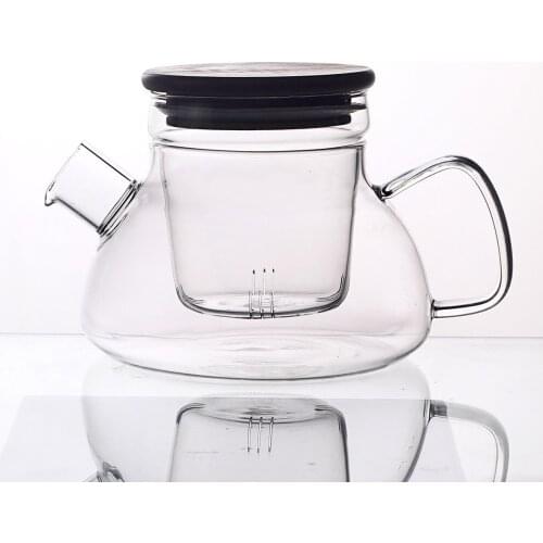 600ML simple glass teapot with filter and lid Open fire heating kettle thickened high temperature resistant teaset flower teapot