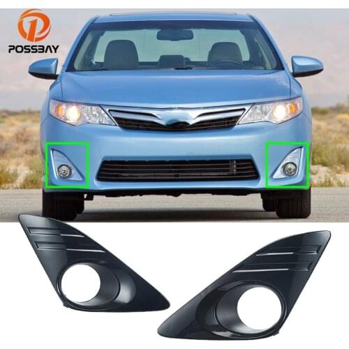 POSSBAY 1Pair Black Car Front Lower Bumper Fog Light Cover Frame Fit for Toyota Camry XV50 XLE 2012-2014 52128-06310 52127-06310