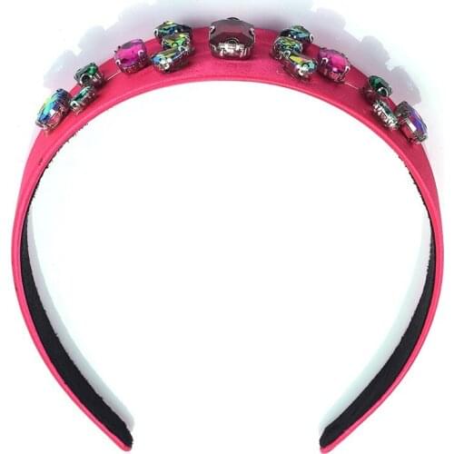 Multicolor Glass Crystal ZA Headband For Women Indian Ethnic Statement Wedding Bridal Hair Jewelry Hairbands Big Wide Hair hoop