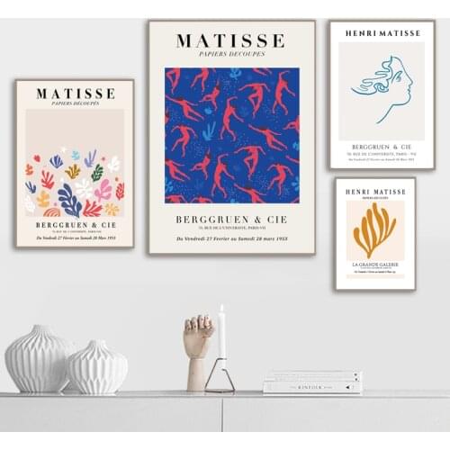 Henri Matisse Abstract Art Painting Prints Red Blue Cutouts Collage Figures Artwork Retro poster kraft paper