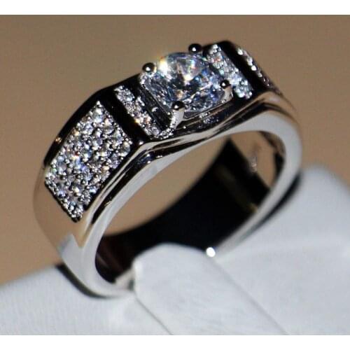 Size7-13 Victoria Wieck Luxury Jewelry Solitaire 10kt white gold filled Round AAA CZ Simulated stones wedding Men band Ring gift