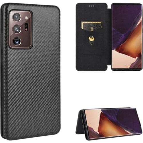 For Samsung Galaxy Note 20 Luxury Flip Carbon Fiber Skin Magnetic Adsorption Case For Samsung Note 20 Ultra Note20 Phone Bags