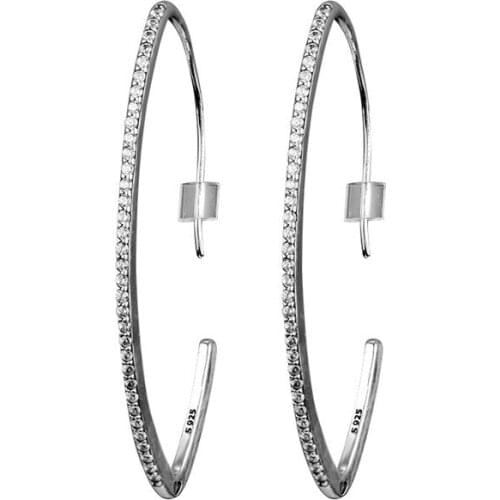 Wedding Anniversary Celebration Gift Birthday Valentines Day Original 925 Sterling Silver Oval Shape Hoop Earrings for Women