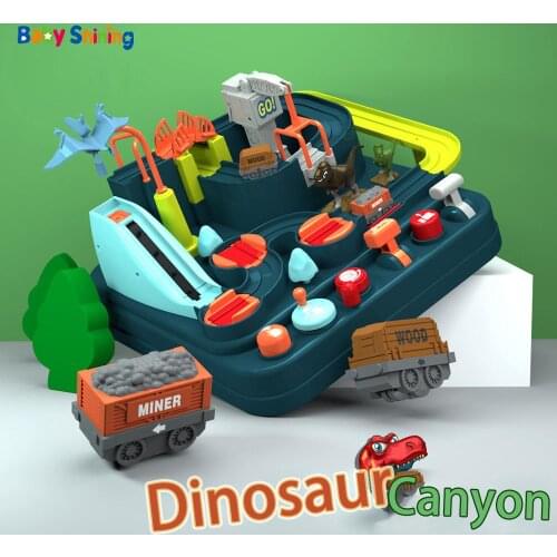 Baby Shining Kids Plastic Model Building Toy Children Puzzle Train Track Car Toy Boy Dinosaur Set Car Adventure Birthday Gift