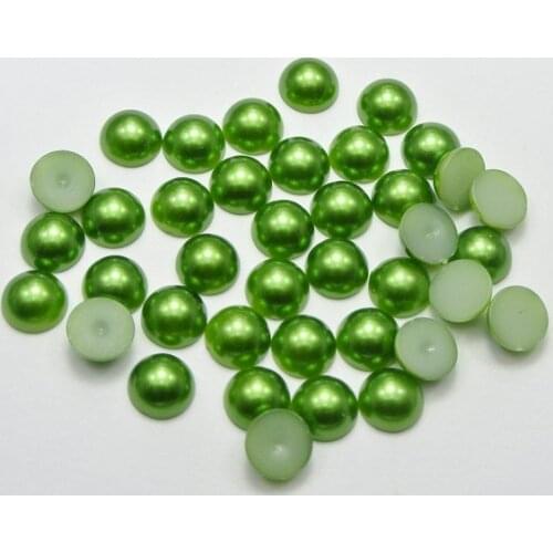 120pcs 12mm Dark Green Half Pearl Bead Flat Back Scrapbook Craft Decorative Accessories