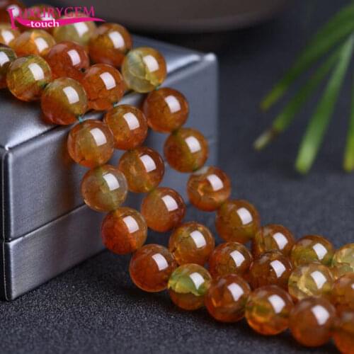 High Quality Natural Multicolor Crack Agates Stone Round Shape Loose Spacer Smooth Beads 8/10/12mm Jewelry Accessory 38cm sk17