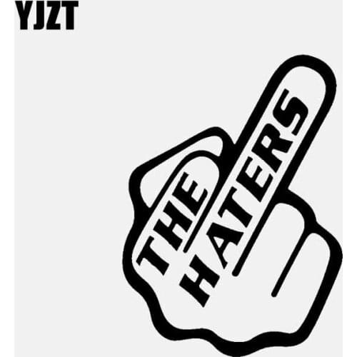 YJZT 10CM*13.5CM THE HATERS Car Sticker Middle Finger Vinyl Decal Black/Silver C3-1978