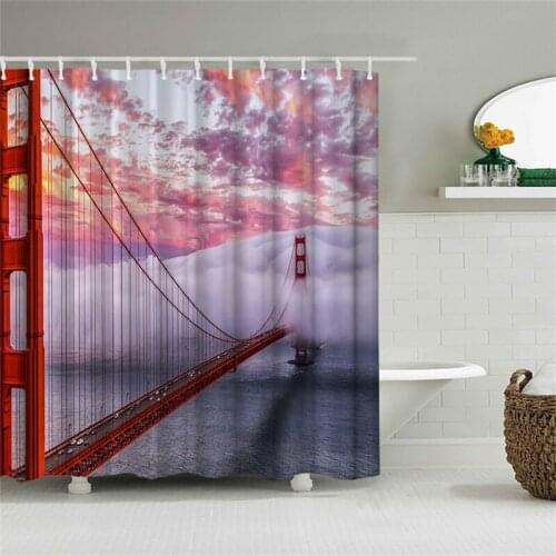 Unique Architectural Views Of The City Shower Curtain Night View Waterproof Polyester Fabric Bathroom Curtains For Home Decor